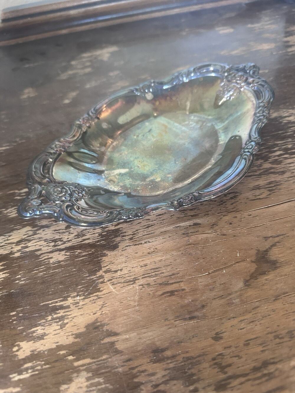 International Silver Company Serving Tray Platter Dish 13" Wide Floral Design